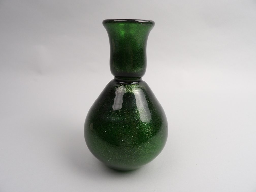 Emerald Green Glitter Glass Vase