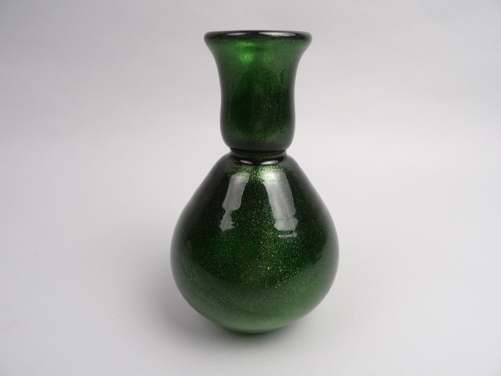 Emerald Green Glitter Glass Vase