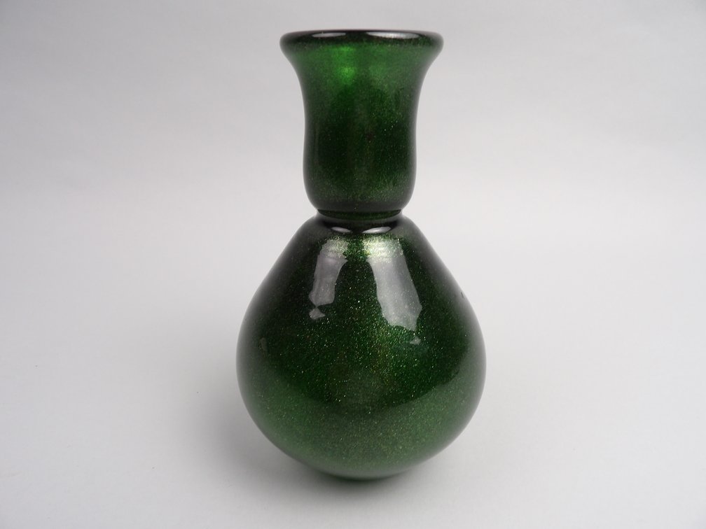 Emerald Green Glitter Glass Vase