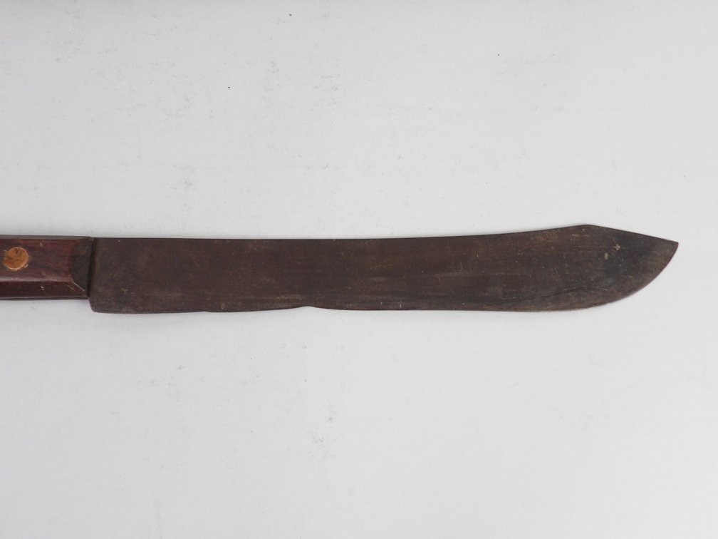 Attributed Blackfoot / Northern Plains Trade Knife with Brass Tacked Leather Sheath