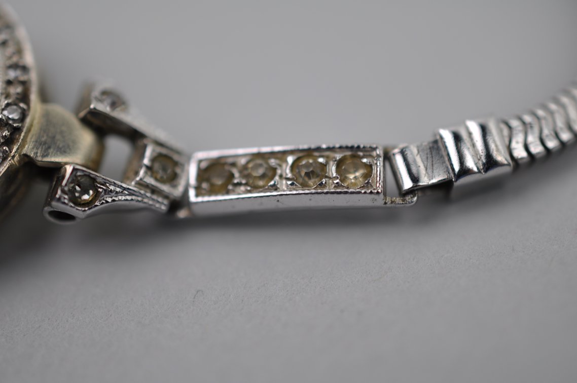 Sterling Rhinestone Bracelet Watch
