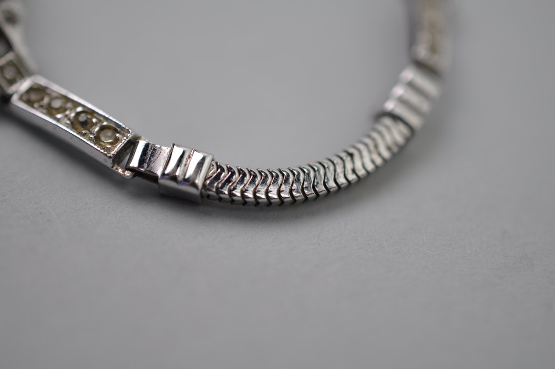 Sterling Rhinestone Bracelet Watch