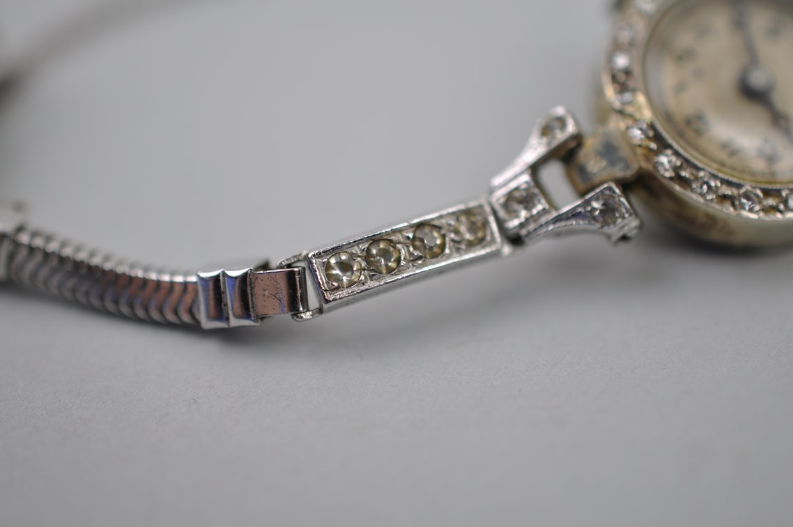 Sterling Rhinestone Bracelet Watch