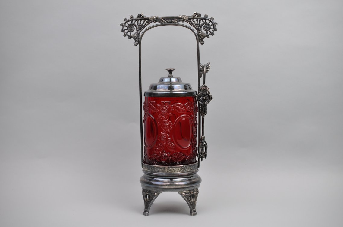 Cranberry Glass Pickle Caster