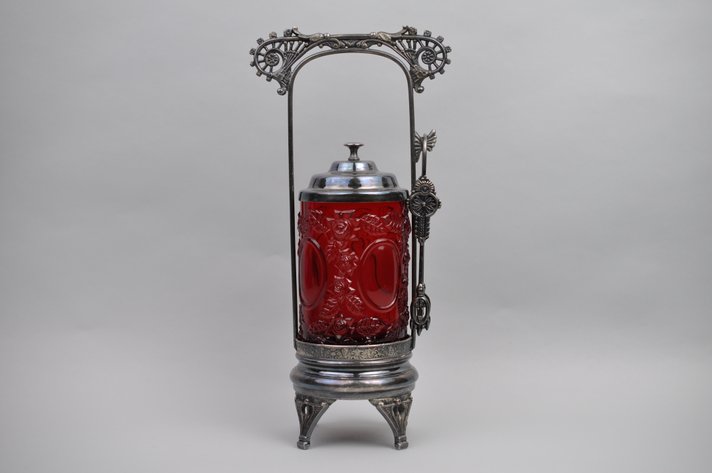 Cranberry Glass Pickle Caster