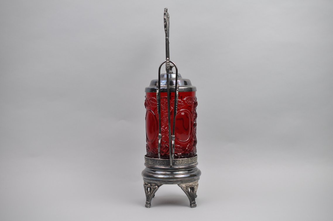 Cranberry Glass Pickle Caster