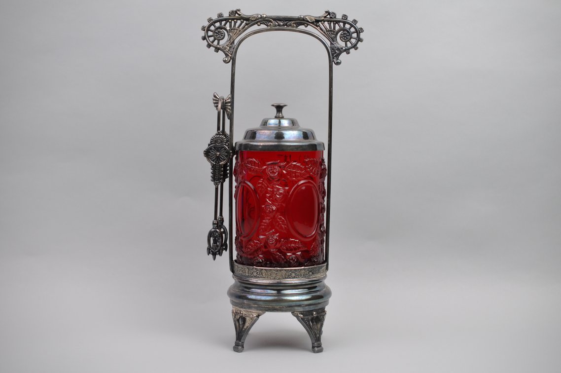 Cranberry Glass Pickle Caster