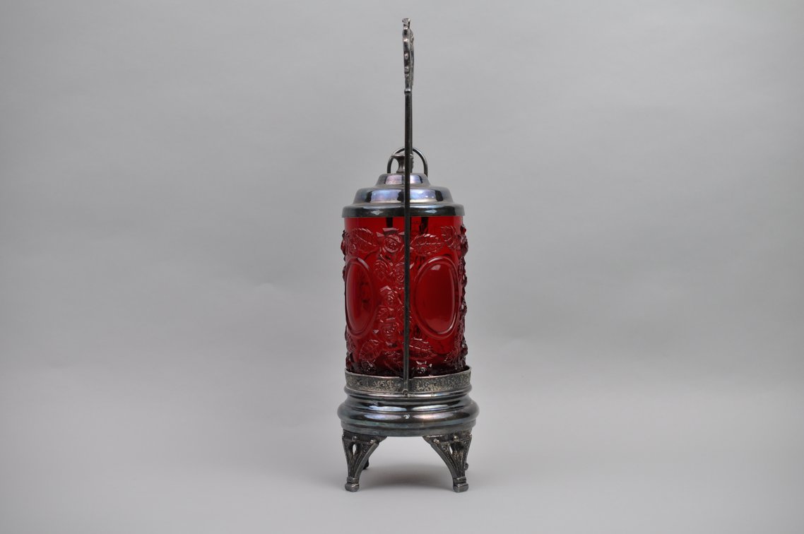 Cranberry Glass Pickle Caster