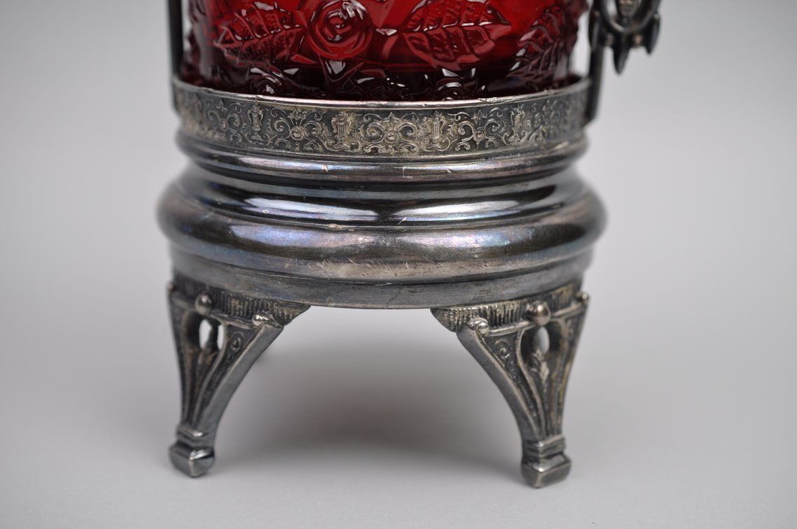 Cranberry Glass Pickle Caster
