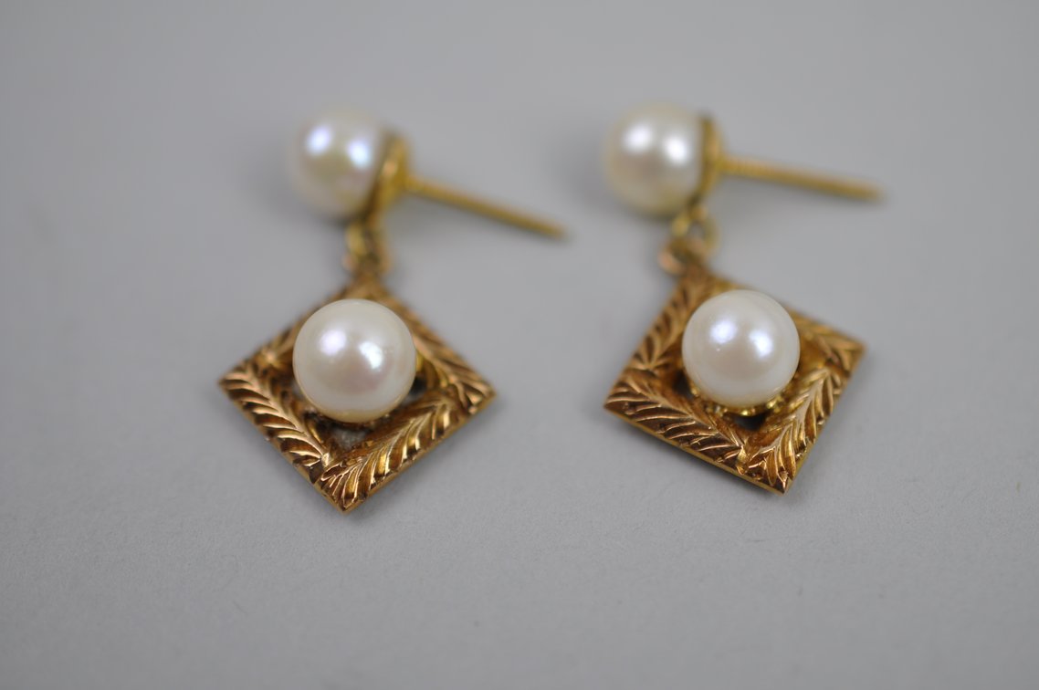 Gold Tone Earrings Chicos Faux Pearl