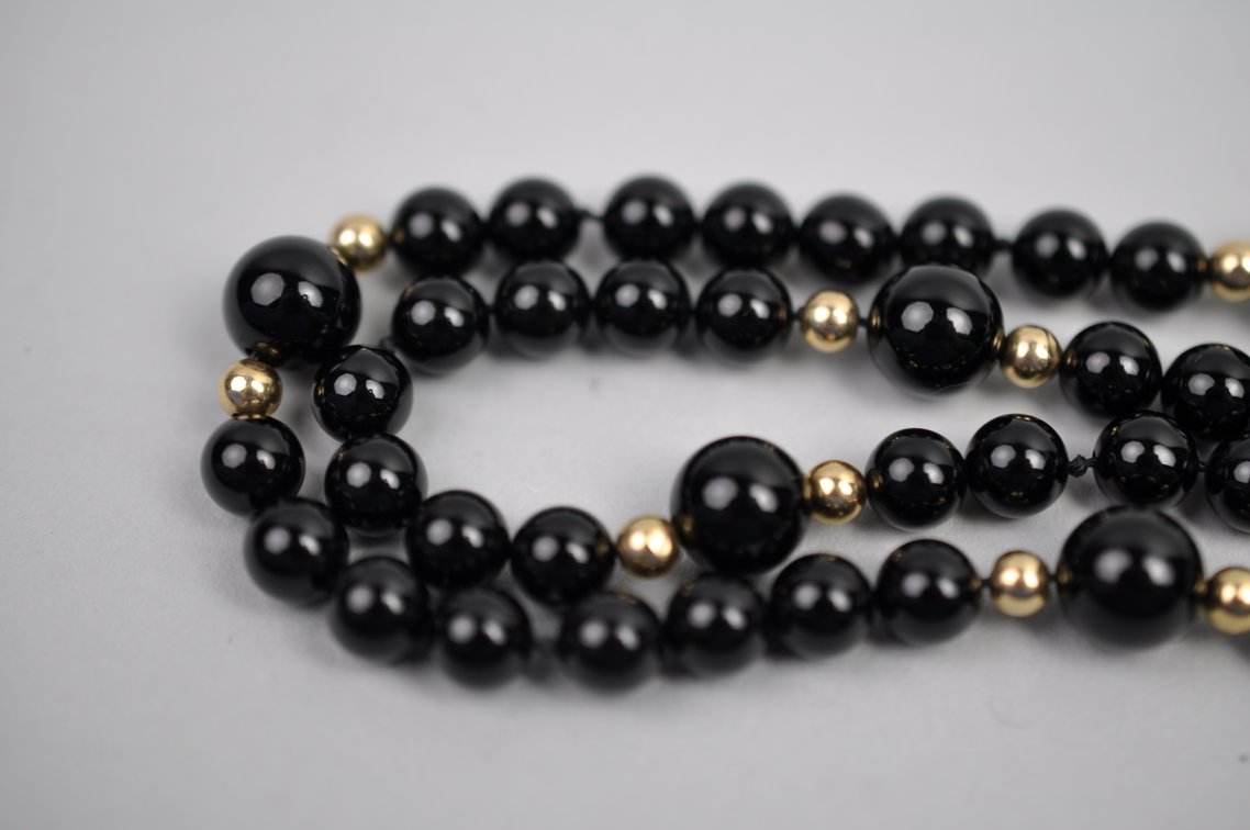 14K Gold Black Onyx Necklace