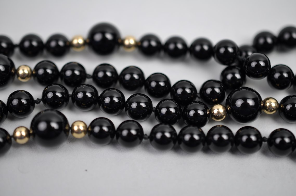 14K Gold Black Onyx Necklace