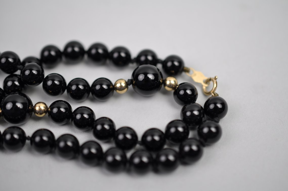 14K Gold Black Onyx Necklace