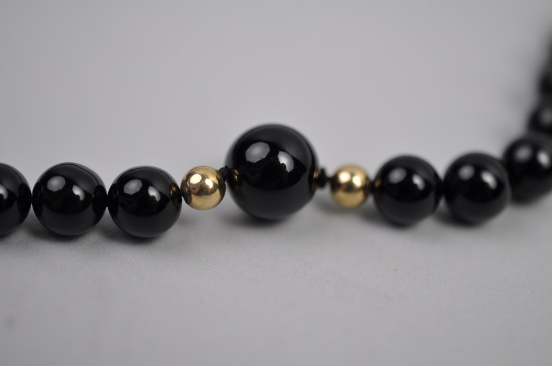 14K Gold Black Onyx Necklace