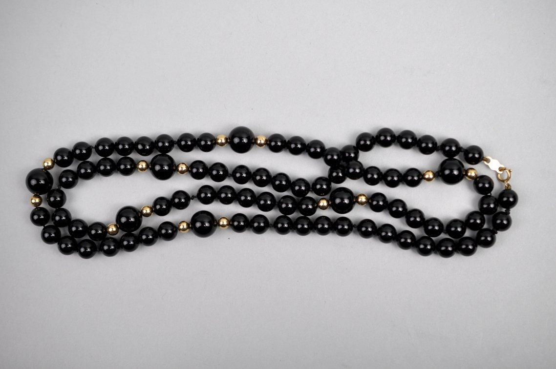 14K Gold Black Onyx Necklace