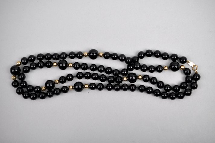 14K Gold Black Onyx Necklace