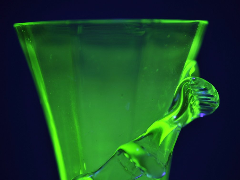 Uranium Art Glass Vine Wrapped Vase