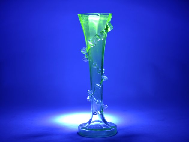 Uranium Art Glass Vine Wrapped Vase