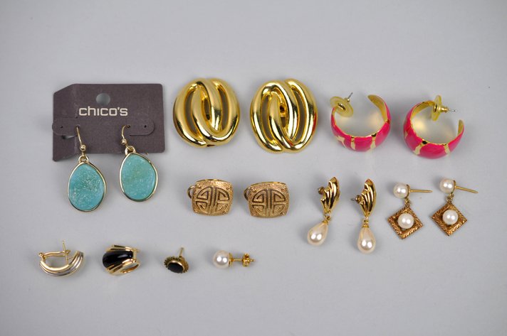 Gold Tone Earrings Chicos Faux Pearl