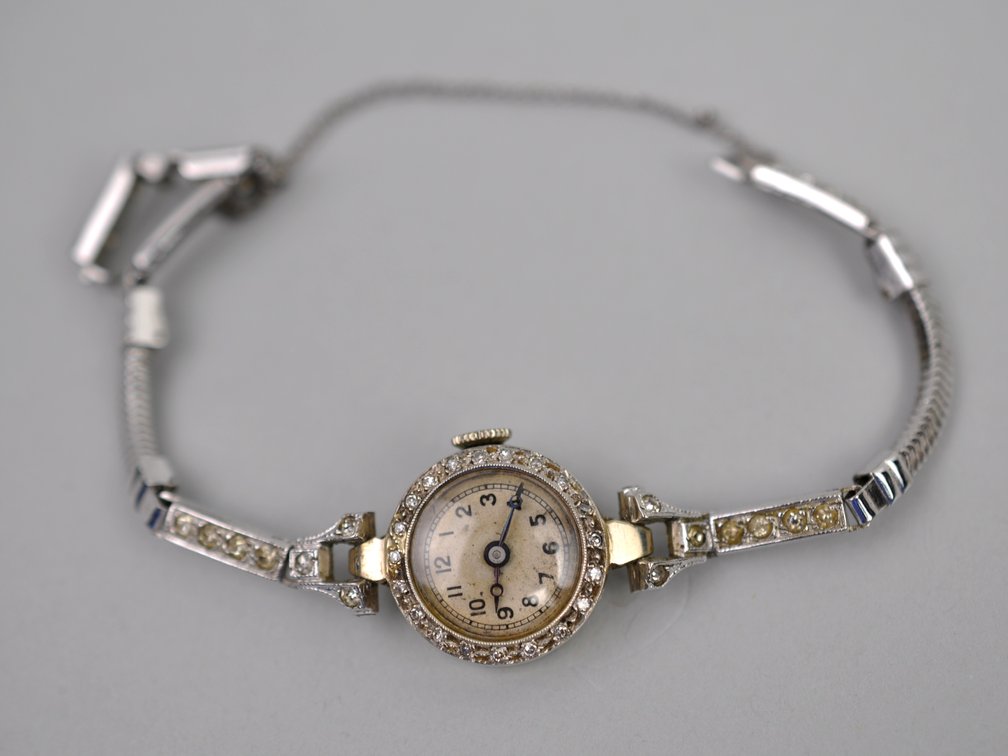 Sterling Rhinestone Bracelet Watch