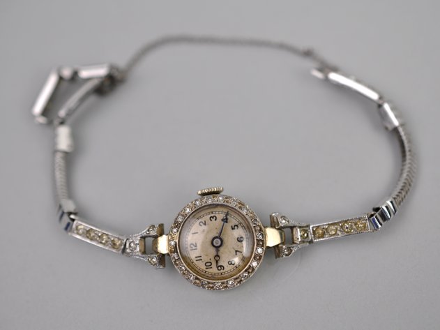 Sterling Rhinestone Bracelet Watch