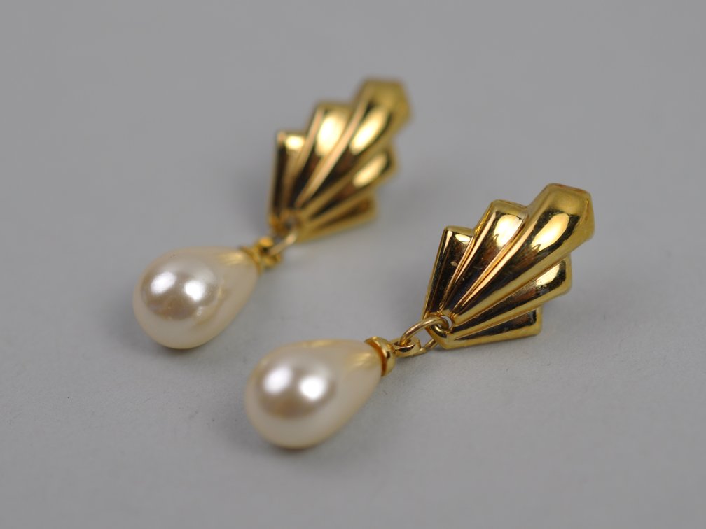 Gold Tone Earrings Chicos Faux Pearl