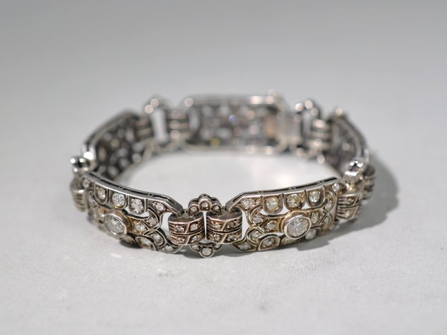 Sterling Silver Art Deco Diamond Bracelet