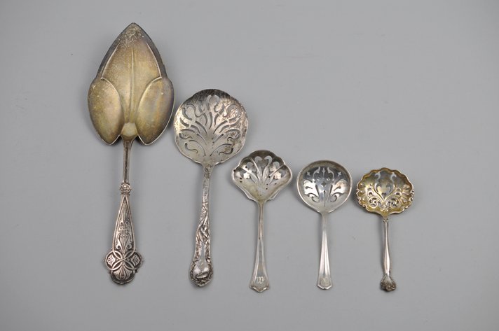 Sterling Silver Pierced Serving Spoons & Pie Server