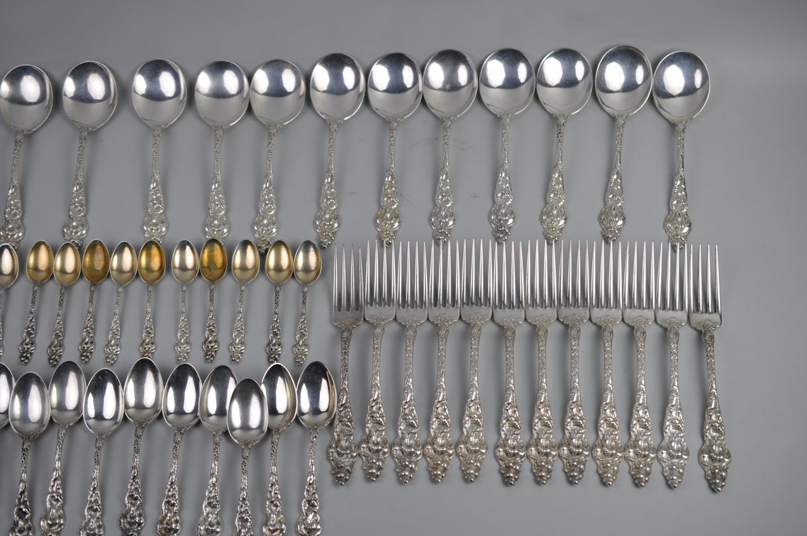 Reed & Barton Les Six Fleurs Sterling 12 Person 84 Pc Set