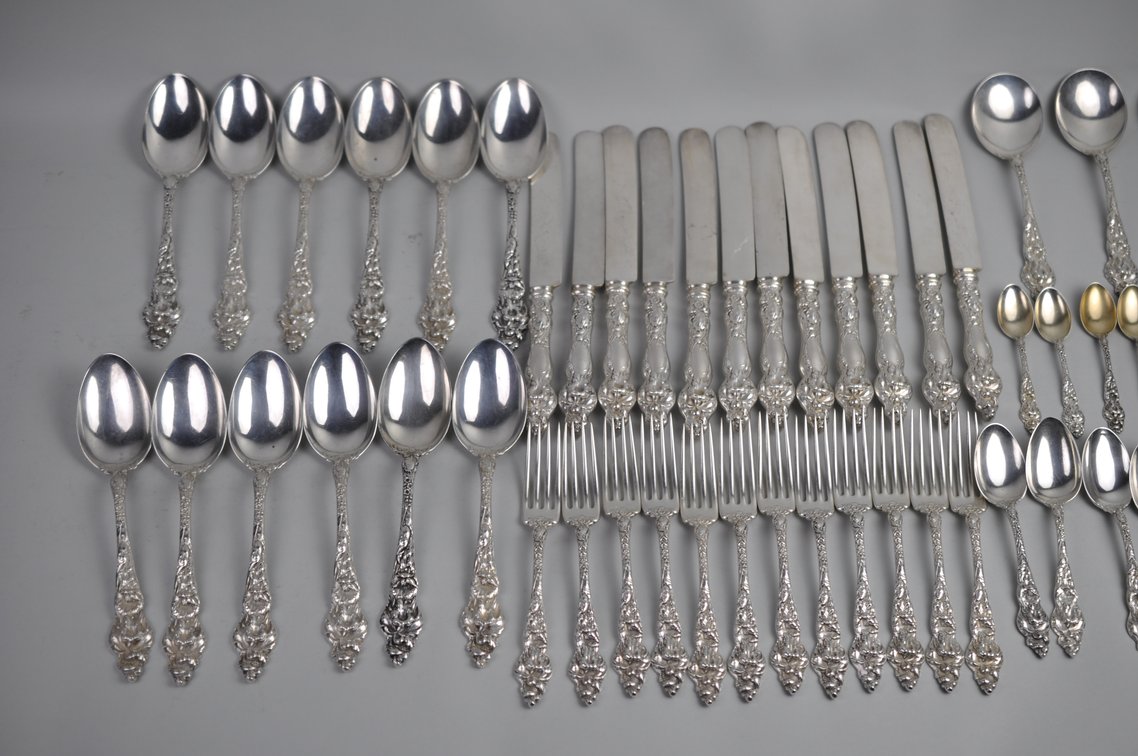 Reed & Barton Les Six Fleurs Sterling 12 Person 84 Pc Set
