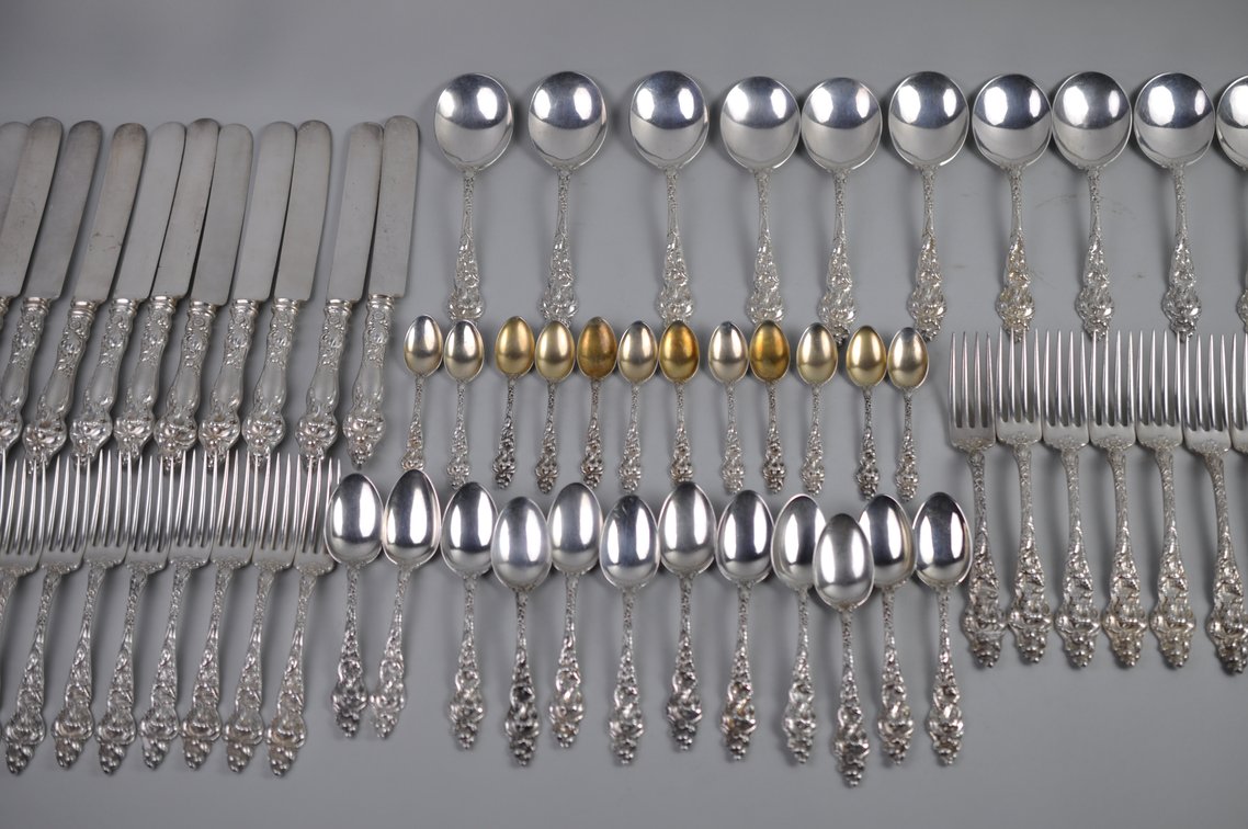 Reed & Barton Les Six Fleurs Sterling 12 Person 84 Pc Set