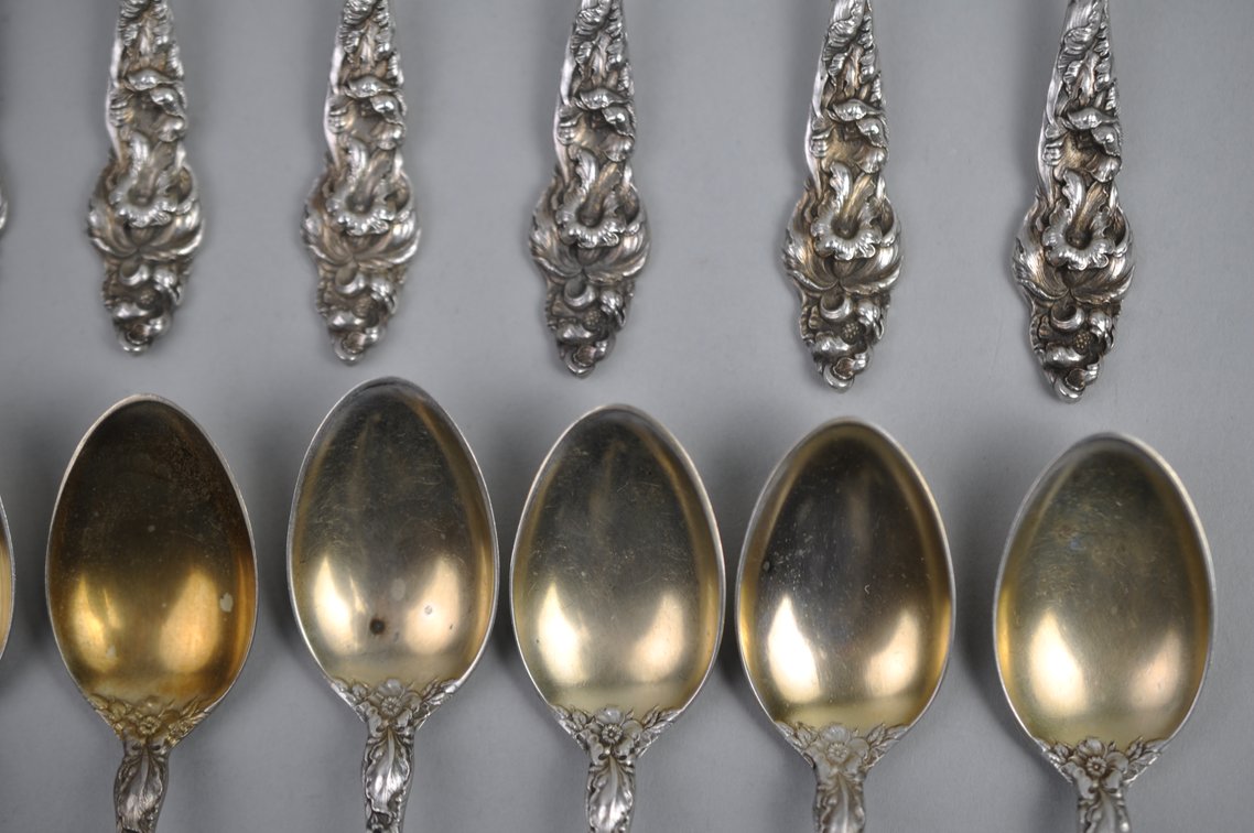 Reed & Barton Les Six Fleurs Sterling Goldwash Spoon Asst.