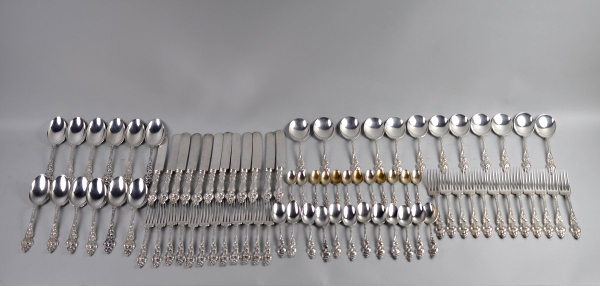Reed & Barton Les Six Fleurs Sterling 12 Person 84 Pc Set