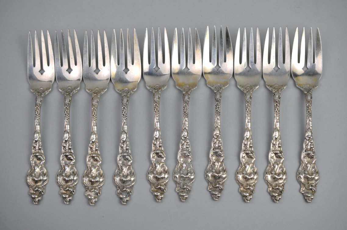 Reed & Barton Les Six Fleurs Sterling Salad Forks