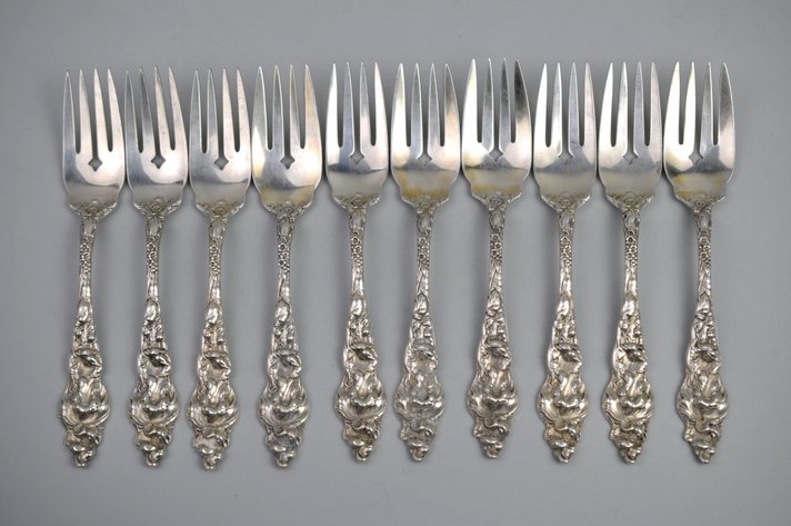 Reed & Barton Les Six Fleurs Sterling Salad Forks