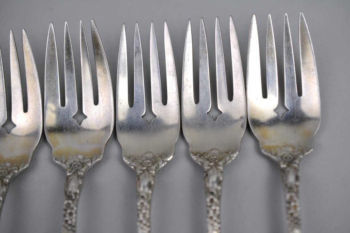 Reed & Barton Les Six Fleurs Sterling Salad Forks