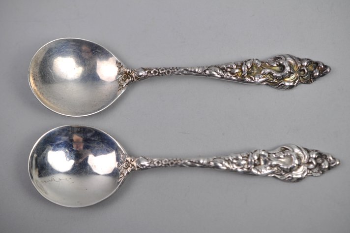 Reed & Barton Les Six Fleurs Sterling Egg Spoons