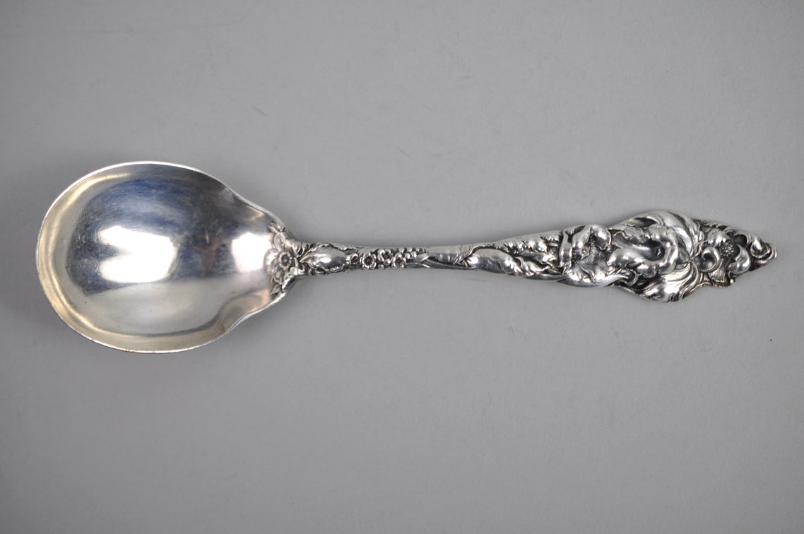 Reed & Barton Les Six Fleurs Sterling Bouillon Spoon