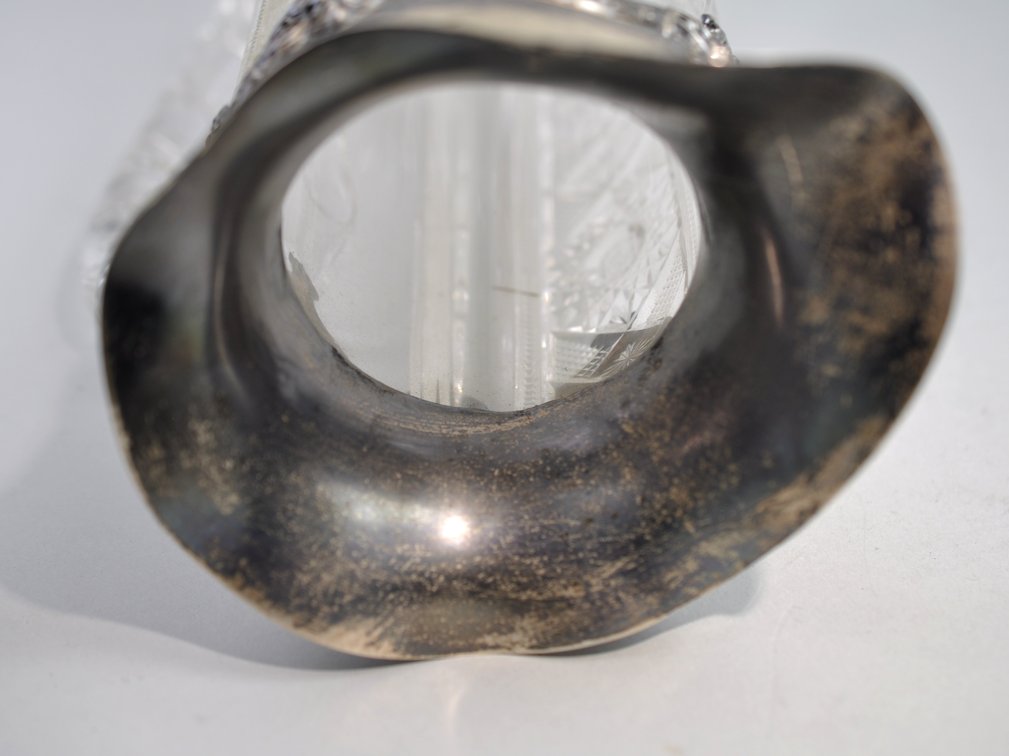 Sterling Silver and Crystal Style Glass Pitcher