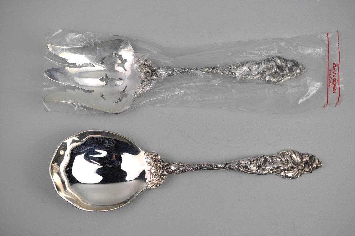 Reed & Barton Les Six Fleurs Sterling Salad Set