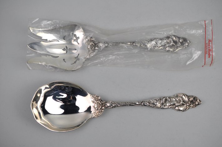 Reed & Barton Les Six Fleurs Sterling Salad Set