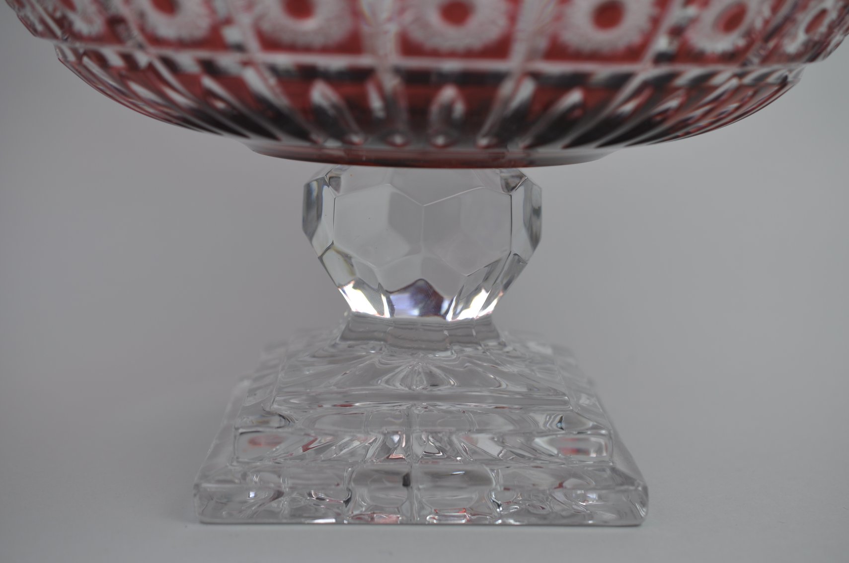 Bohemian Red Cut Crystal Pedestal Bowl