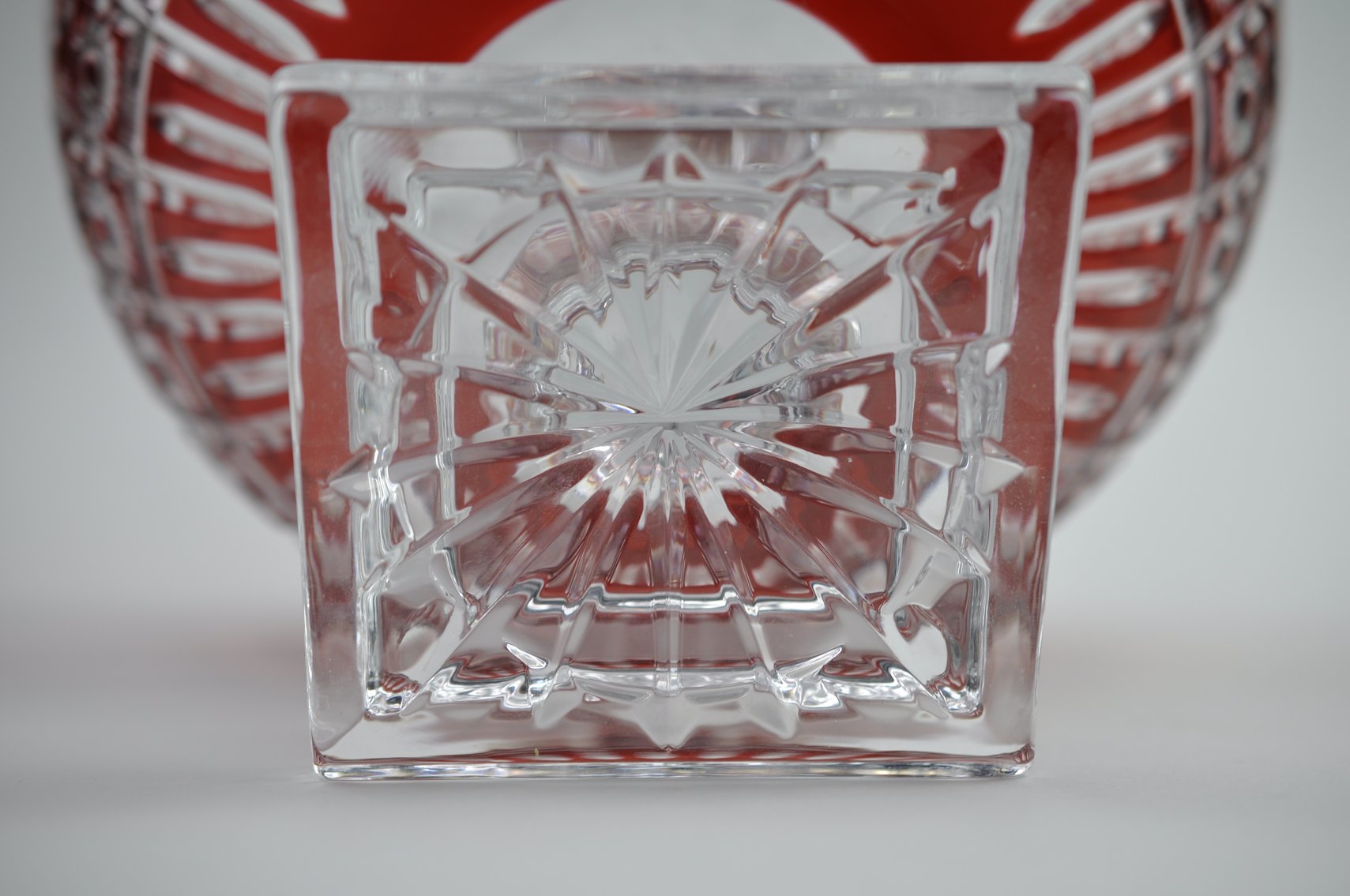Bohemian Red Cut Crystal Pedestal Bowl