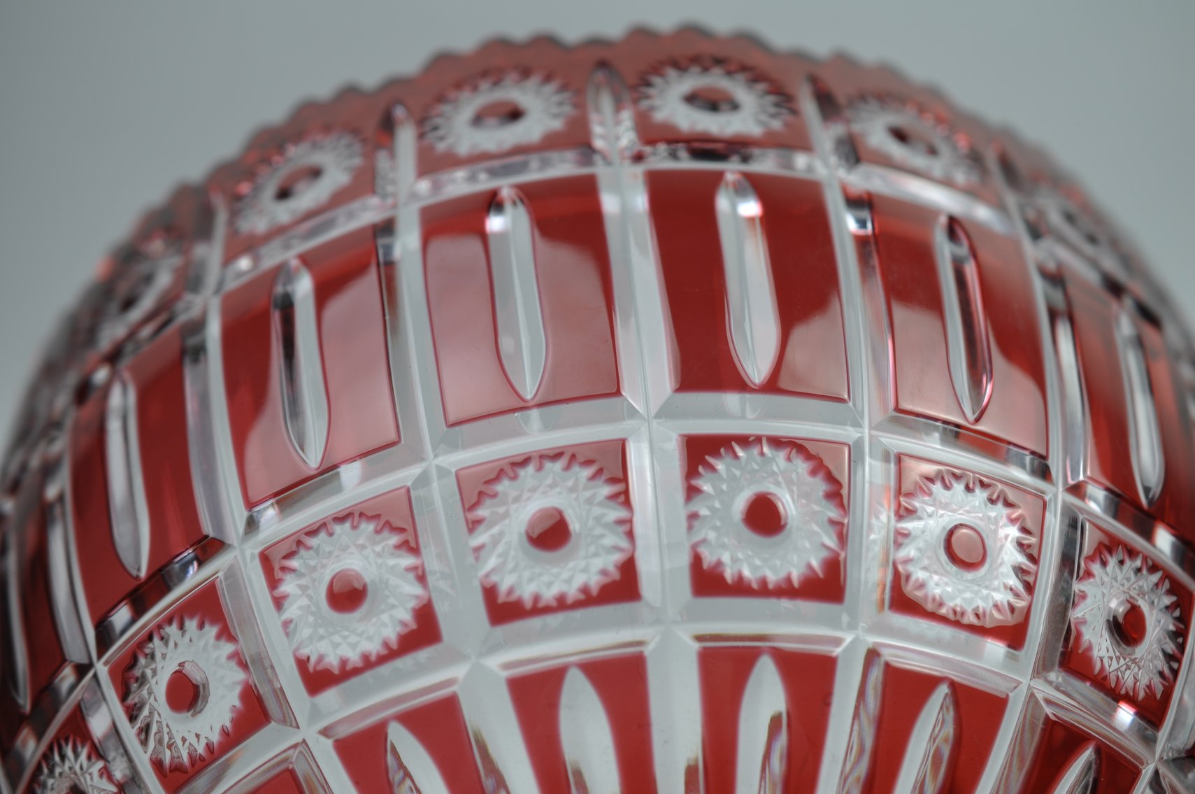 Bohemian Red Cut Crystal Pedestal Bowl