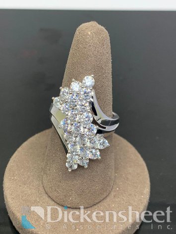 Image for Silver Tone Cocktail Ring With Clear Stones