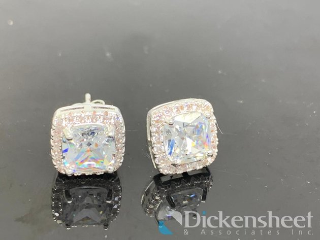 Image for Silver Tone Earrings With Clear Stones