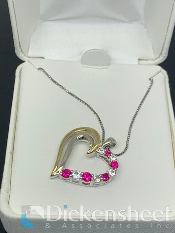 Image for Sterling Silver & 10KT Yellow Gold Heart Pendant With Gemstones