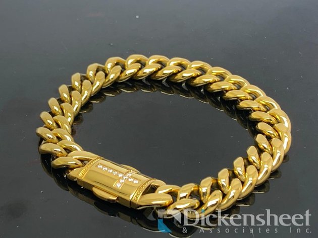Image for Gold Tone Men's Bracelet With Clear Stones Cross Symbol