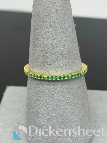 Image for Gold Tone Infinity Wedding Band With Green Stones