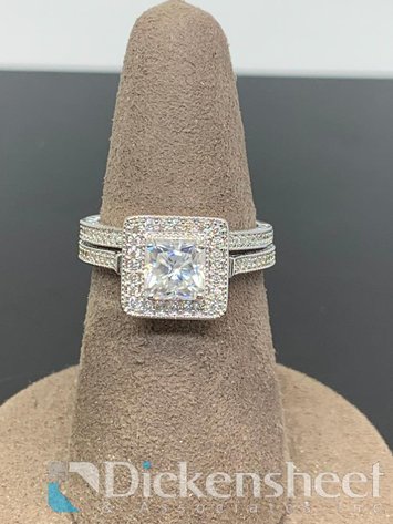 Image for Silver Tone Wedding Set With Clear Stones